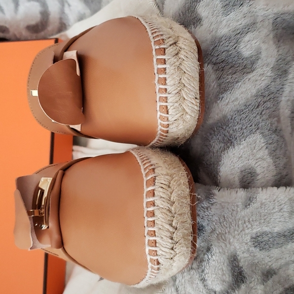 Hermes Espadrille Mule Brown Natural Goatskin Kelly Buckle size 40EU or 10US - Picture 11 of 17